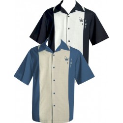 Charlie Sheen Shirt "CONTRAS CROWNS BUTTON UP" Blau Grau - ST34574BLUE